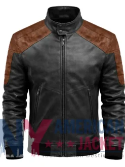 Maverick Two-Tone Bomber Leather Padded Jacket