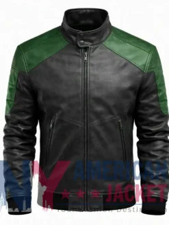 Maverick Two-Tone Bomber Padded Leather Jacket