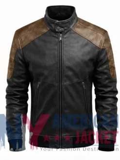 Maverick Two-Tone Padded Bomber Leather Jacket