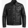 Men's Black Trucker Leather Jacket