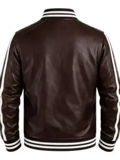 Men's Brown Leather Bomber Jacket