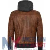 Men’s Brown with Removable Hood Leather Jacket
