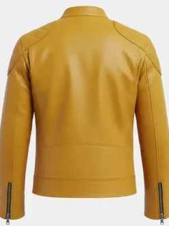Men's Cafe Racer Leather Yellow Jacket