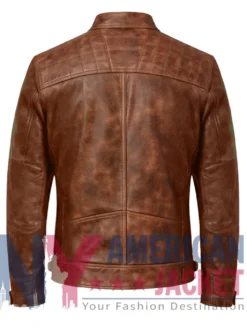 Men’s Distressed Cafe Racer Leather Waxed Jacket