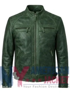 Men’s Distressed Waxed Cafe Racer Leather Jacket