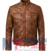 Men’s Distressed Waxed Leather Cafe Racer Jacket