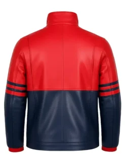 Men's Leather Red And Navy Jacket