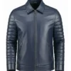 Men's Navy Motorcycle Padded Jacket