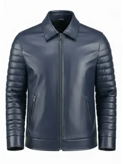 Men's Navy Motorcycle Padded Jacket
