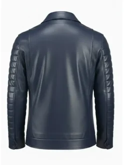 Men's Navy Padded Motorcycle Jacket