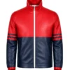 Men's Red And Navy Leather Jacket