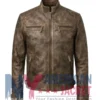 Men’s Waxed Distressed Leather Cafe Racer Jacket