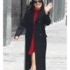 NYC 2026 Lea Michele Black Wool Coat