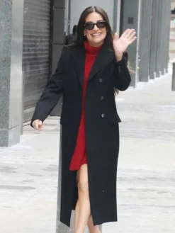 NYC 2026 Lea Michele Black Wool Coat