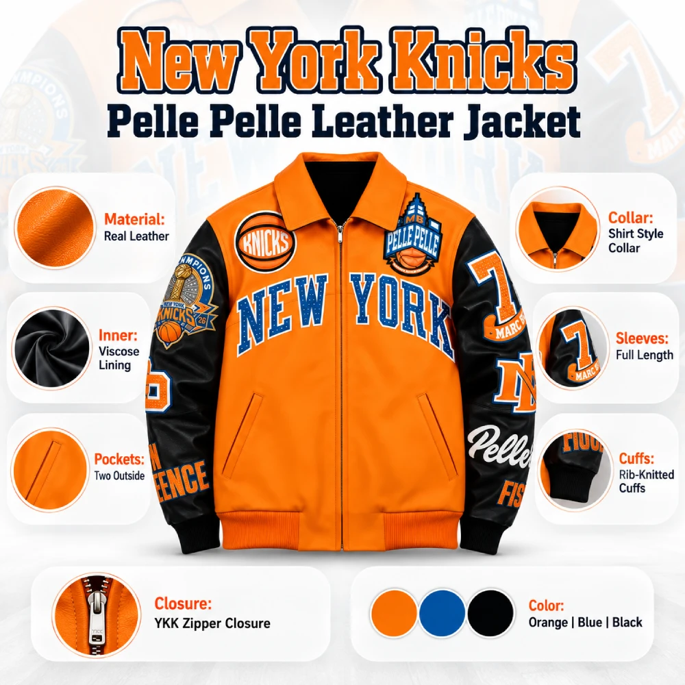 New York Knicks Pelle Pelle Leather Jacket Infographic