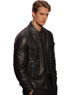 Nicholas Galitzine Leather Milan Fashion Week 2026 Jacket