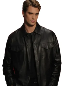Nicholas Galitzine Milan Leather Fashion Week 2026 Jacket