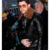 Nick Jonas Shearling Black Leather Jacket