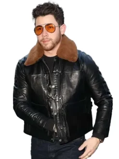 Nick Jonas Shearling Leather Jacket
