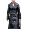 PFW 2026 Lili Reinhart Black Leather Coat