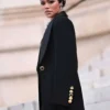 PFW 2026 Teyana Taylor Black Wool Coat