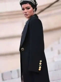 PFW 2026 Teyana Taylor Black Wool Coat