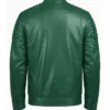 Padded Green Bomber Leather Jacket