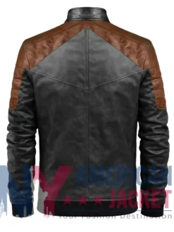 Padded Maverick Leather Two-Tone Bomber Jacket