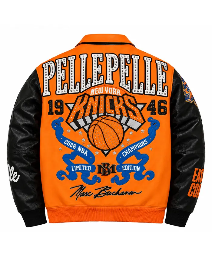 Pelle Pelle x All Star New York Knicks Orange Leather Jacket