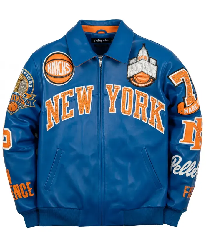 Pelle Pelle x FISLL knicks jacket blue