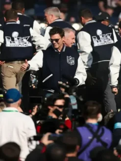Pro Football 2026 Super Bowl LX MVP Navy Blue and White Varsity Jacket