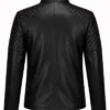 Quilted Slim Fit Black Leather Jacket