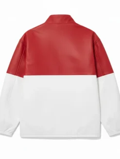 Red and White Two Tone Motorcycle Bomber Jacket