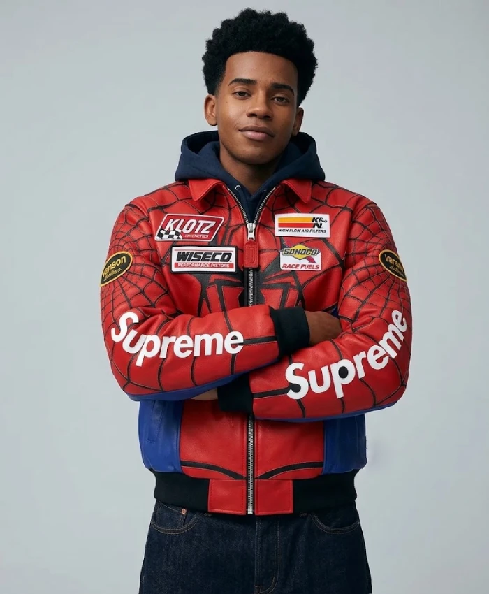 Supreme x Vanson Spiderman Jacket | Real Leather | Red & Black