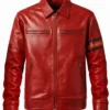 Retro Red Casual Leather Jacket