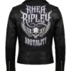 Rhea Ripley Brutality Black Biker Jacket