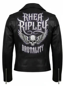 Rhea Ripley Brutality Black Biker Jacket