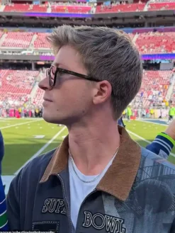 Robert Irwin super bowl 2026 grey jacket