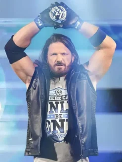 Royal Rumble 2026 AJ Styles Black Leather Vest