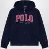 Shop Polo Ralph Lauren Blue Hooded Jacket For Sale 