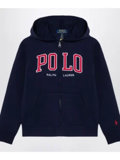 Shop Polo Ralph Lauren Blue Hooded Jacket For Sale 