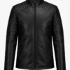 Slim Fit Quilted Black Leather Jacket