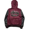 Stussy Maroon And Black Wool Varsity Jacket For Sale