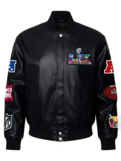 Super Bowl 2026 Black Leather Jacket
