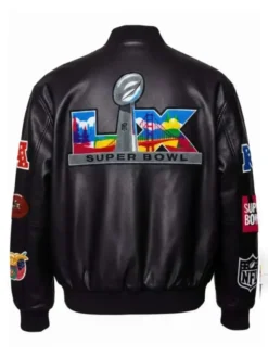 Super Bowl Black Leather Jacket