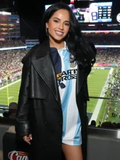Super Bowl LX Becky G Black Leather Coat
