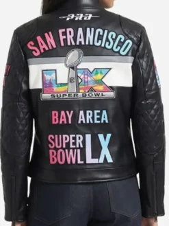 Super Bowl LX Black Moto Leather Jacket