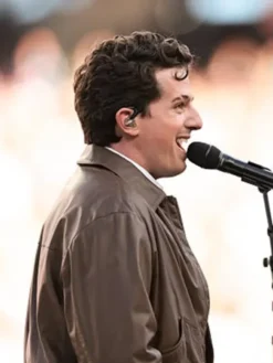 Super Bowl LX Charlie Puth Brown Leather Jacket