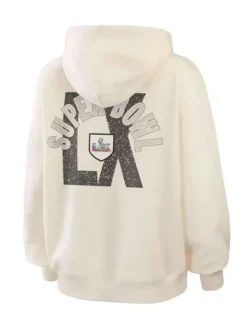 Super Bowl LX Erin Andrews off white jacket