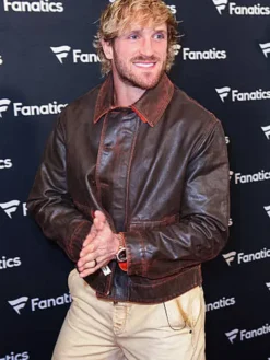 Super Bowl LX Logan Paul Distressed Leather Jacket